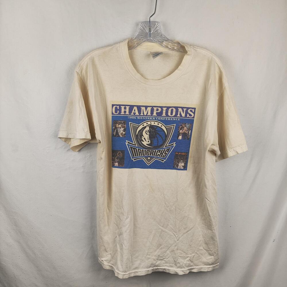 Dallas Mavericks Shirt Mens Large Beige NBA Basketball 2006 Champions Jerzees